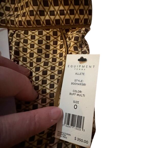 EQUIPMENT ALLETTE SILK TROUSER IN BUFF MULTI, Size 0, New with Tag MSRP $350 - Picture 10 of 11